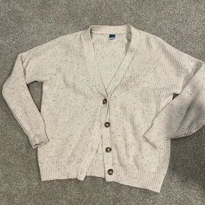 Girls button up cardigan with pink and purple speckles